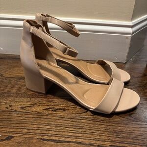 Lane Bryant Dream Cloud Ankle Tan Strap Block-Heel - Size 12W